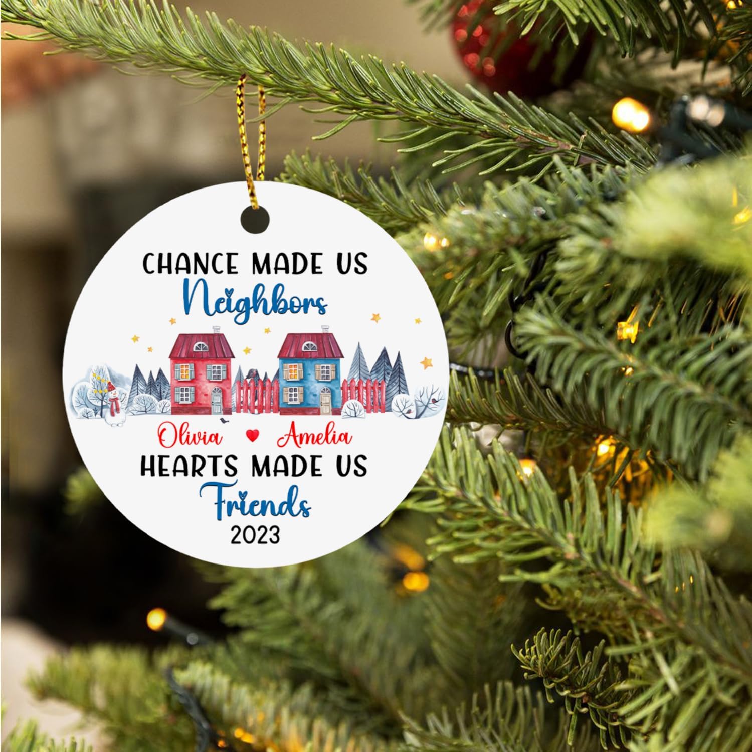 Chance Made Us Neighbors – Adorno de Navidad de vecino personalizado, recuerdo de Navidad personalizado de agradecimiento de vecino, regalos de