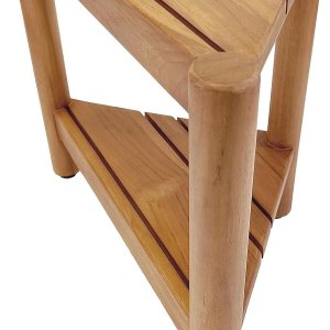 Asta Select – Taburete de ducha de esquina de teca maciza, taburete de madera de teca Poratble para spaduchainteriorexterior con estante de Asta Select – Taburete de ducha de esquina de teca maciza, taburete de madera de teca Poratble para spaduchainteriorexterior con estante de