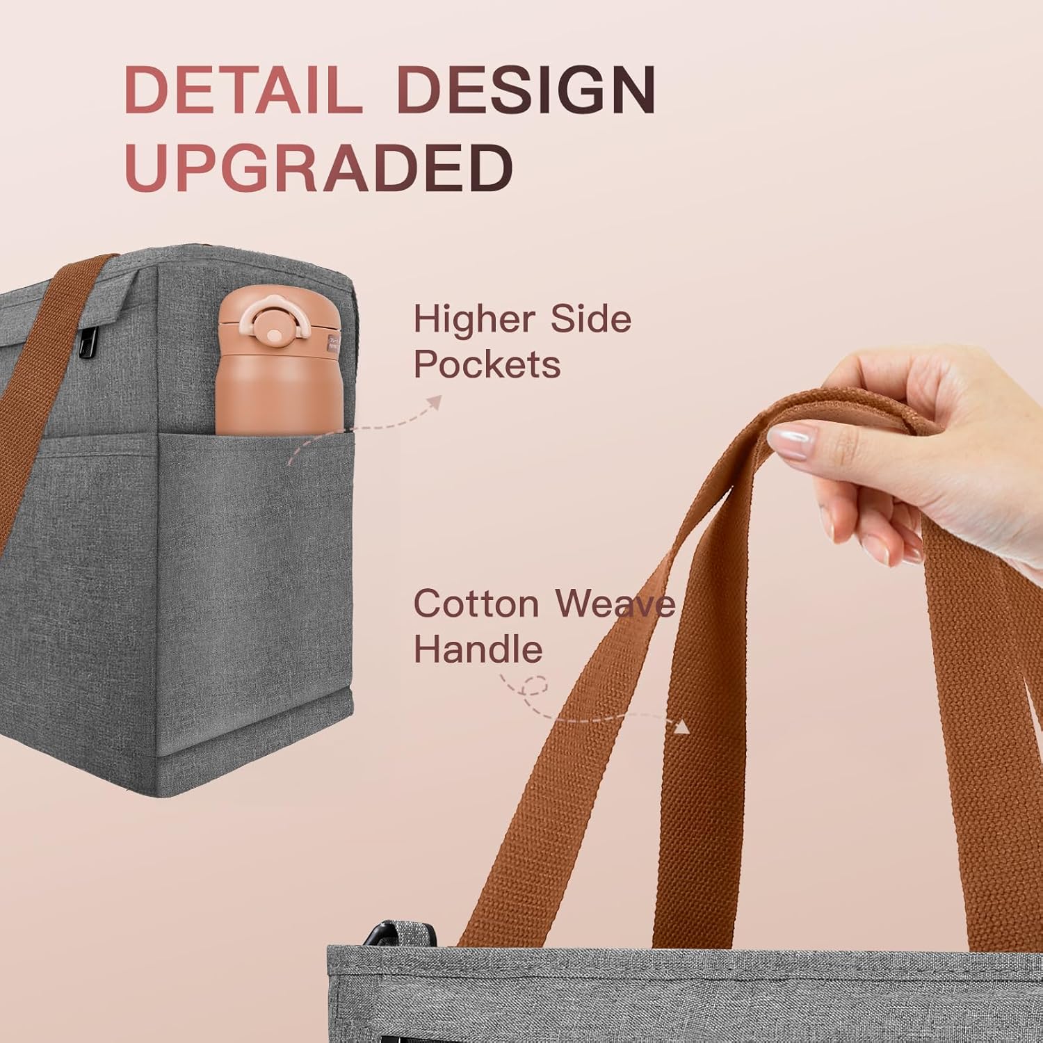 Lonchera para mujer, lonchera grande aislada para hombres, bolsa de almuerzo para mujer con múltiples bolsillos para el trabajo, lonchera congelable