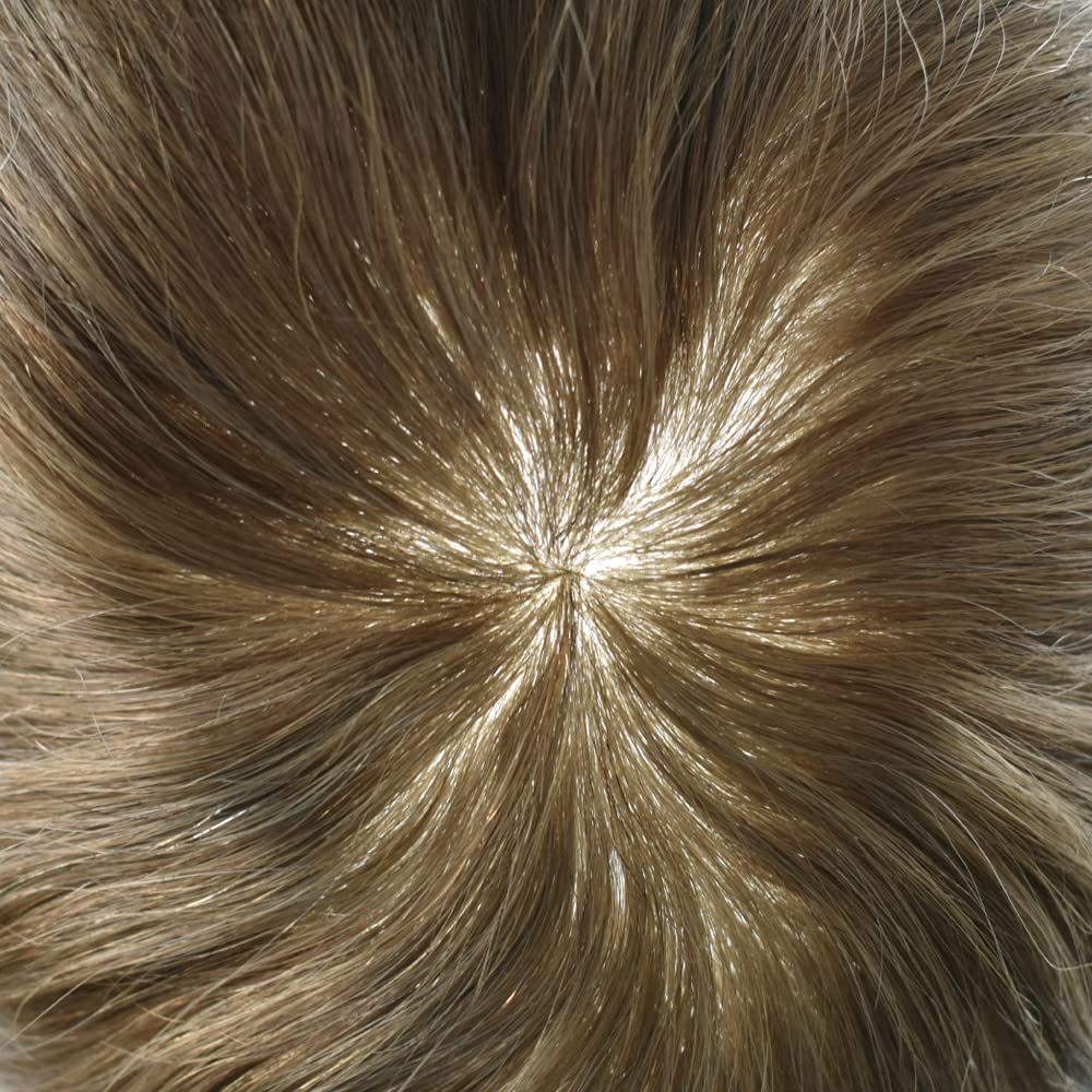 Hombres Toupee Sistema de Replcement de Cabello Humano Toupee Hombre Piel de Poli Completo Pieza de Pelo de Piel de PU para Hombres Toupee