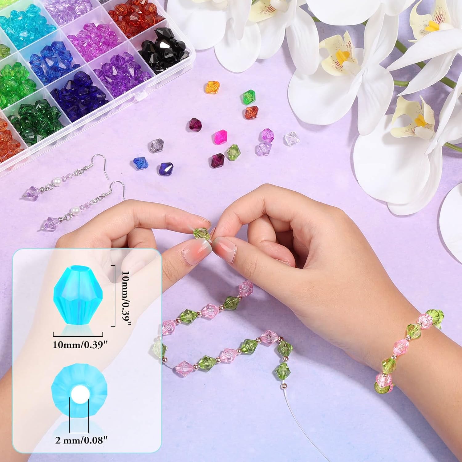 Paxcoo 560 cuentas de cristal para la fabricación de joyas, cuentas acrílicas de cristal facetadas, cuentas de gemas de bicona, joya para