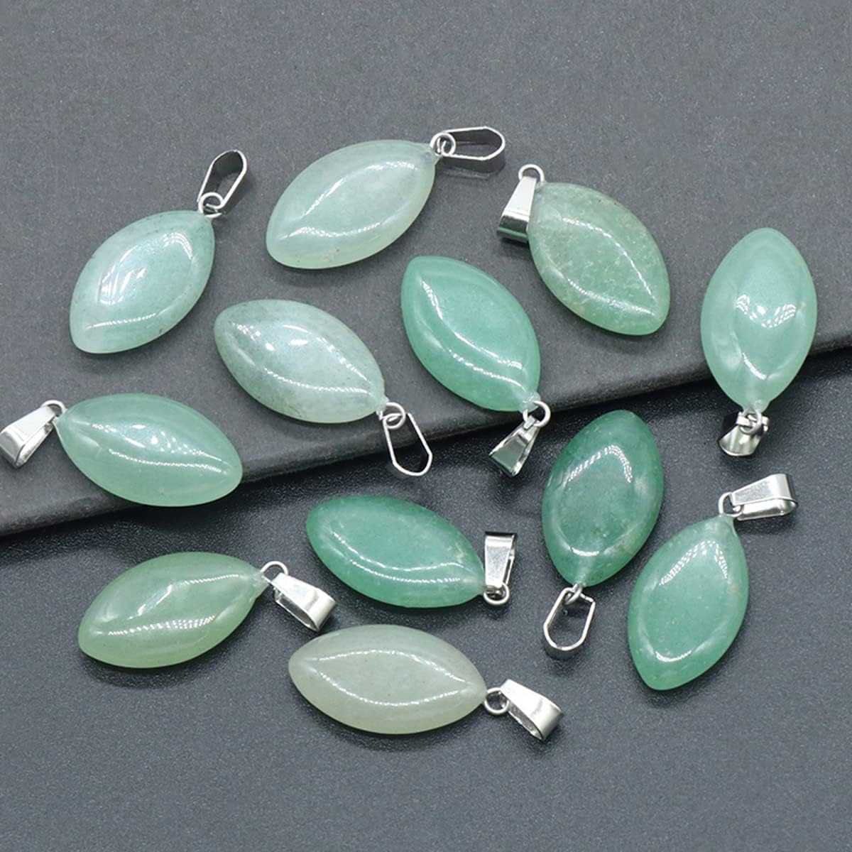 LHJ 20 colgantes de piedra natural con forma de marquesa de cristal de ágata de chakra para hacer joyas, collares, aretes, Piedra Piedra Ágata, no