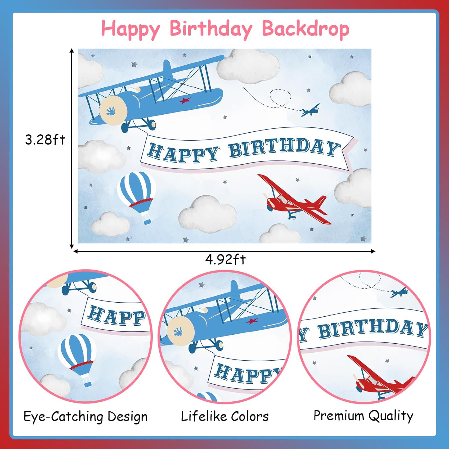 Decoraciones de fiesta de cumpleaños de avión, guirnalda de globos azules, telón de fondo de feliz cumpleaños, globos de papel de aluminio de nube