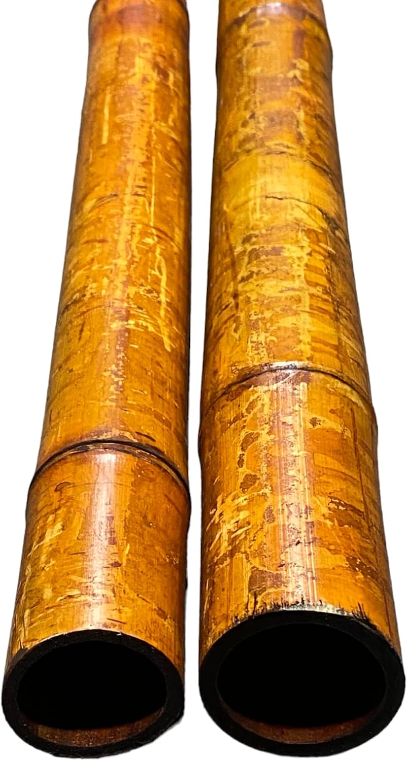 2 bastones de bambú coloridos muy gruesos, de 1.5 a 2 pulgadas de ancho, paquete de 2, 6 colores disponibles (marrón)