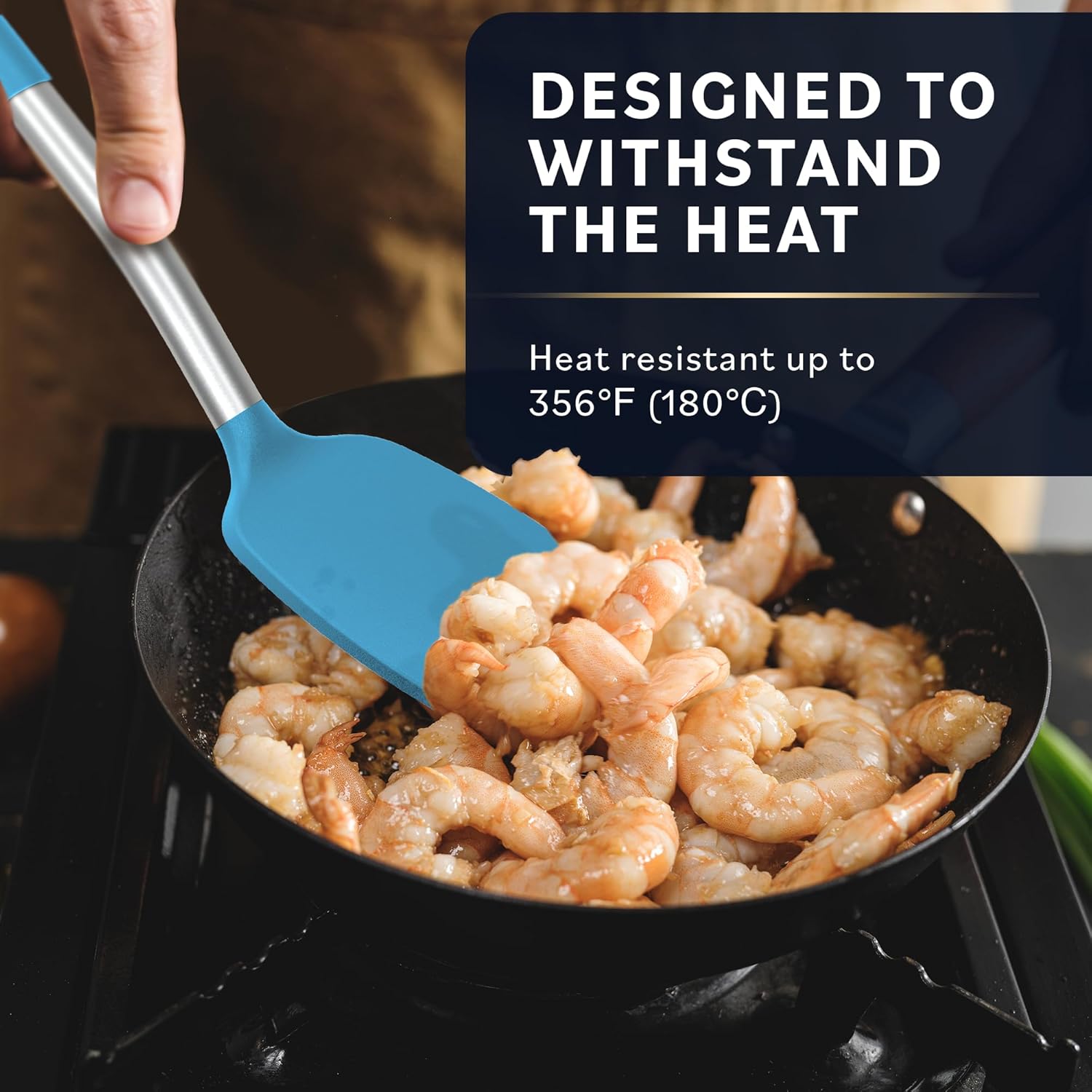 Home Hero Juego de espátulas de silicona, espátula sólida de acero inoxidable y espátula ranurada, juego de utensilios de cocina antiadherentes sin