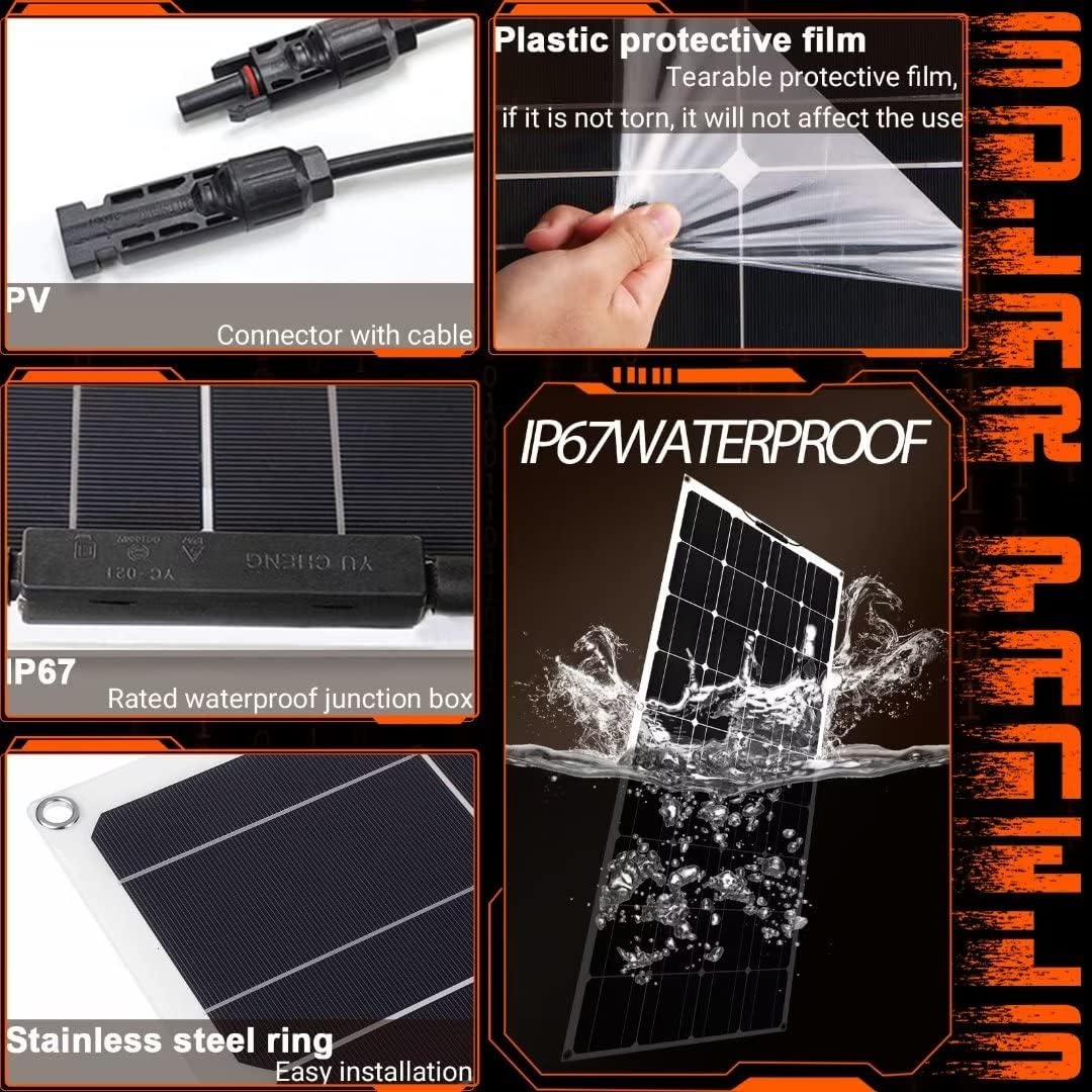 Paneles solares flexibles de 1600 W, kit de paneles solares monocristalinos semiflexibles de 2 x 800 vatios para hogares con controlador 40a