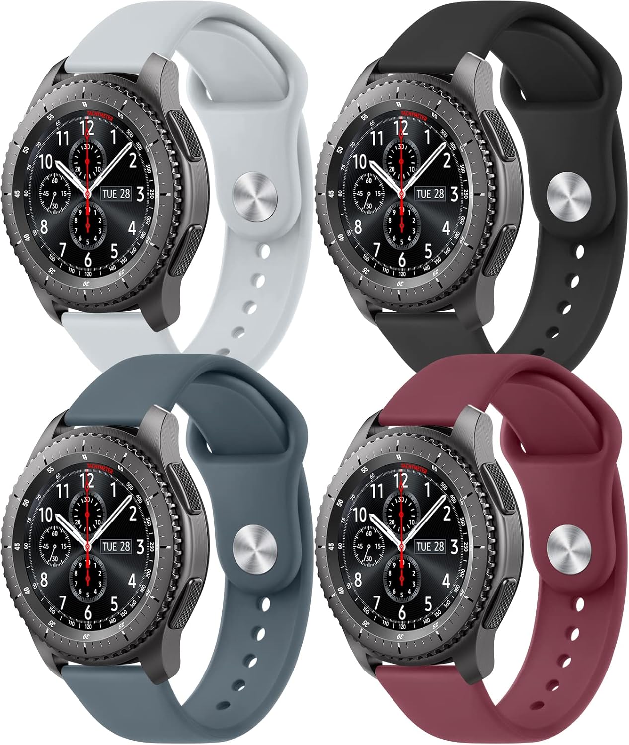 Meliya Correas para Samsung Gear S3 FrontierClassic Band para mujeres y hombres, correa deportiva de silicona suave ajustable de 0.78 pulgadas para