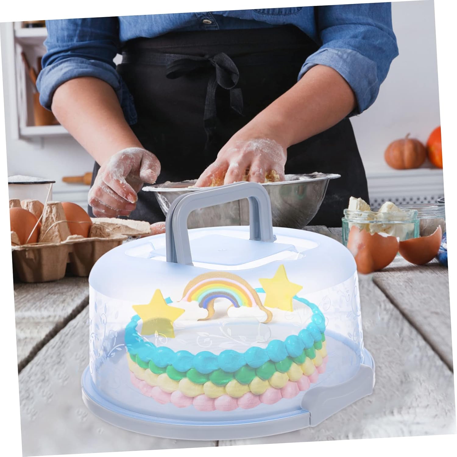 1 caja de pastel portador de pasteles con asa muffin estuche de transporte para pasteles soporte de pastel de plástico bandejas decorativas bandeja