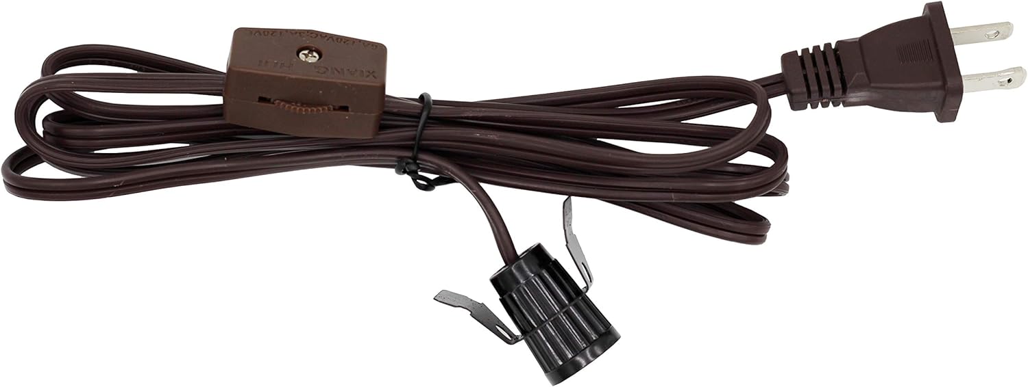Creative Hobbies Cable de lámpara de clip y bombilla de 7 W para lámparas de sal, pueblos de Navidad, calabazas y más, 6 pies con interruptor de