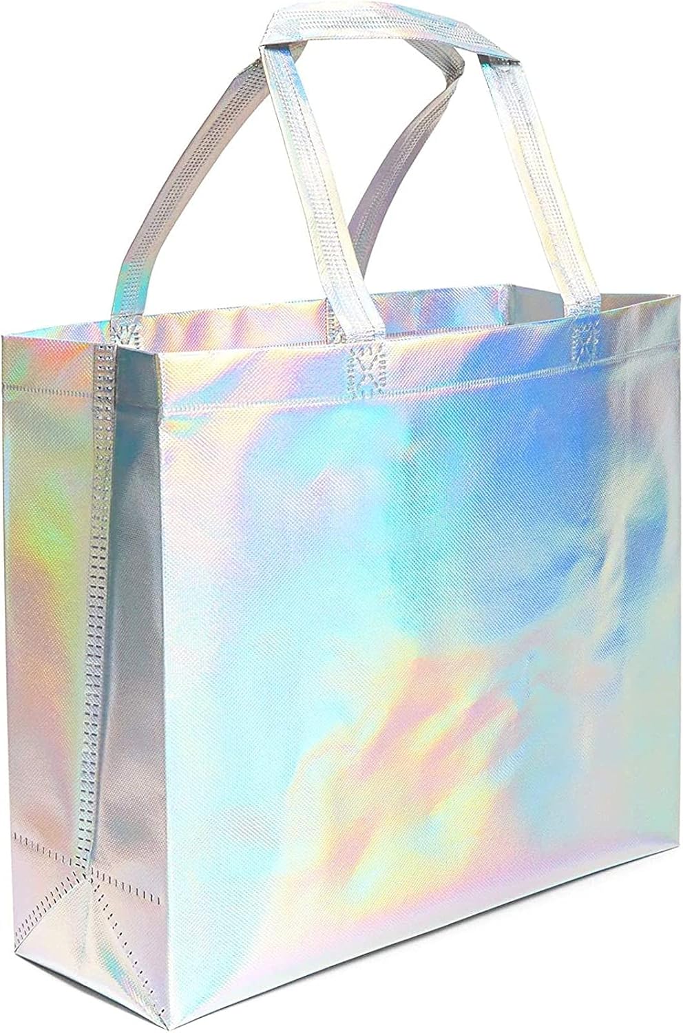 Juvale Bolsa de comestibles reutilizable con asas, holográfica (14 x 12 x 5 pulgadas, 24 unidades), Multi