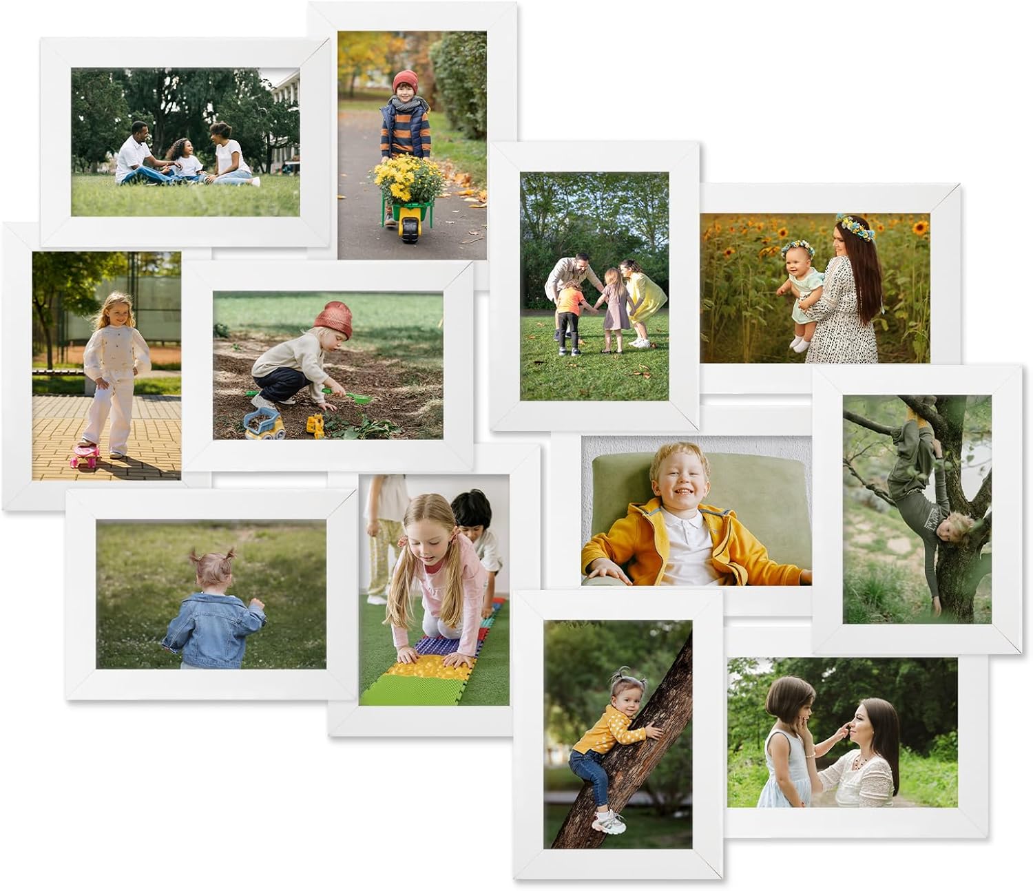 Marcos de fotos collage de 12 aperturas de Reunion Friends Family Memory Photo Frames Collage para decoración de pared, marco de fotos, selfie,