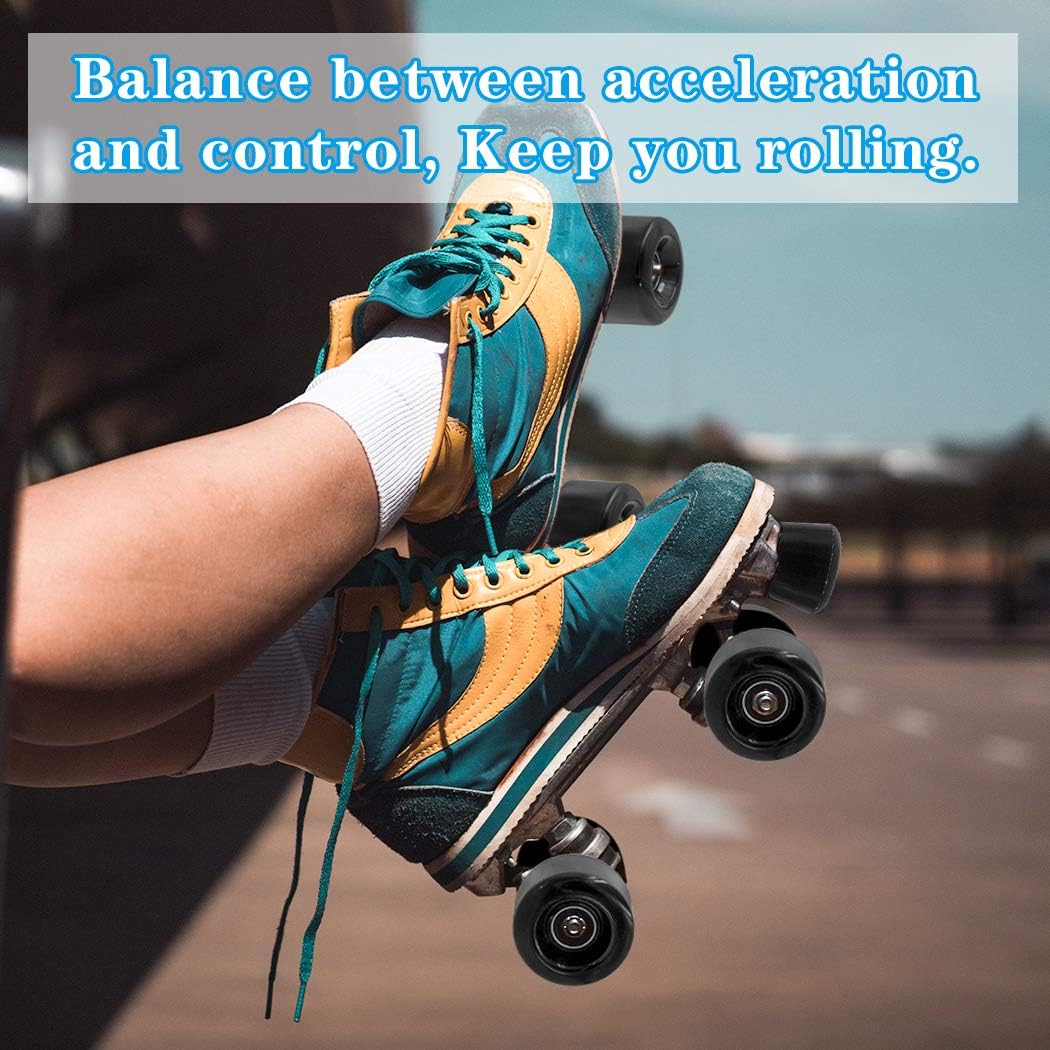 Paquete de 8 ruedas para patines con rodamientos instalados y 2 topes de dedos para patinaje de doble fila, patines cuádruples y patineta para uso