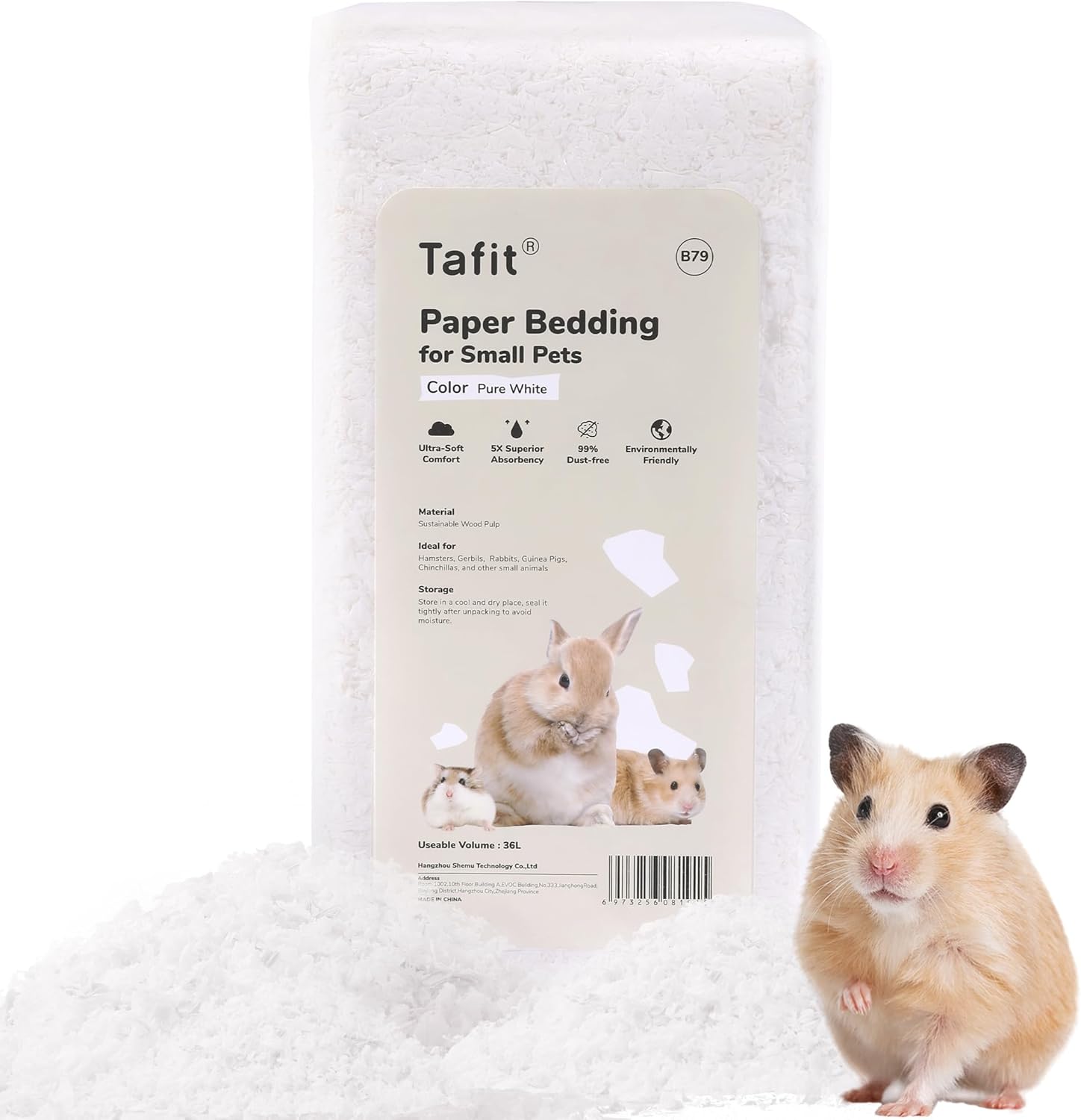 Ropa de cama de papel natural suave sin polvo con control de olores, fuerte absorción, 36 litros, para hámster, conejillo de indias, conejo,