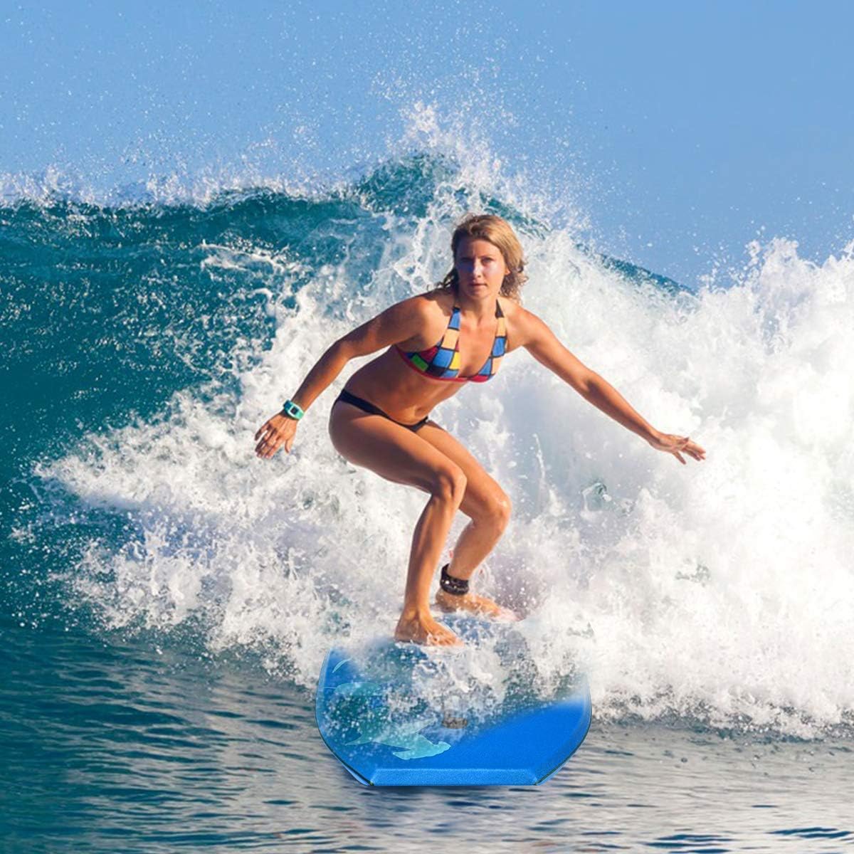 Goplus Boogie Boards para playa, tablero ligero con núcleo EPS, cubierta XPE, parte inferior lisa de HDPE, correa premium y cuerda de muñeca