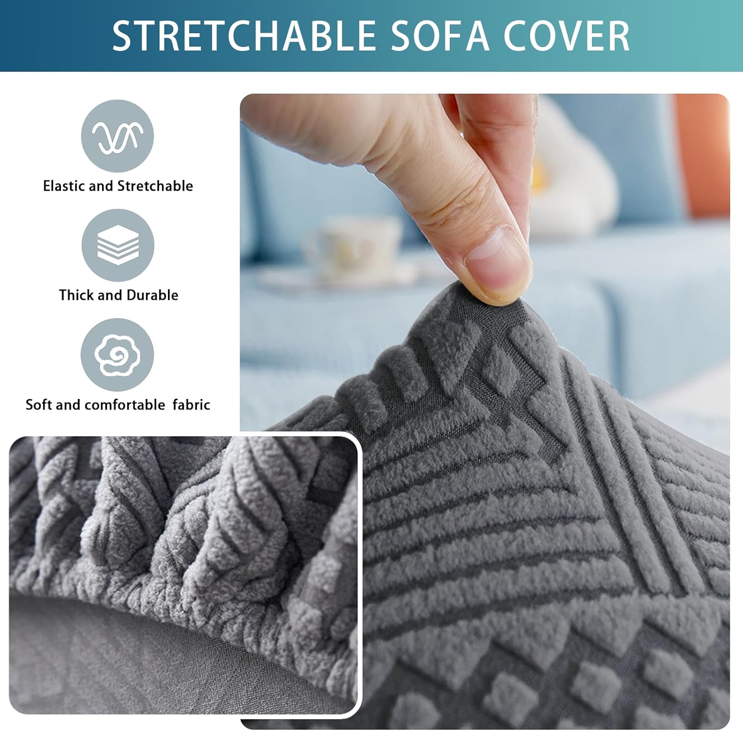 Tobengda Fundas mágicas lavables  Funda de sofá para sofá modular de 3 cojines, 2 cojines, fundas elásticas para sofá en forma de L, fundas