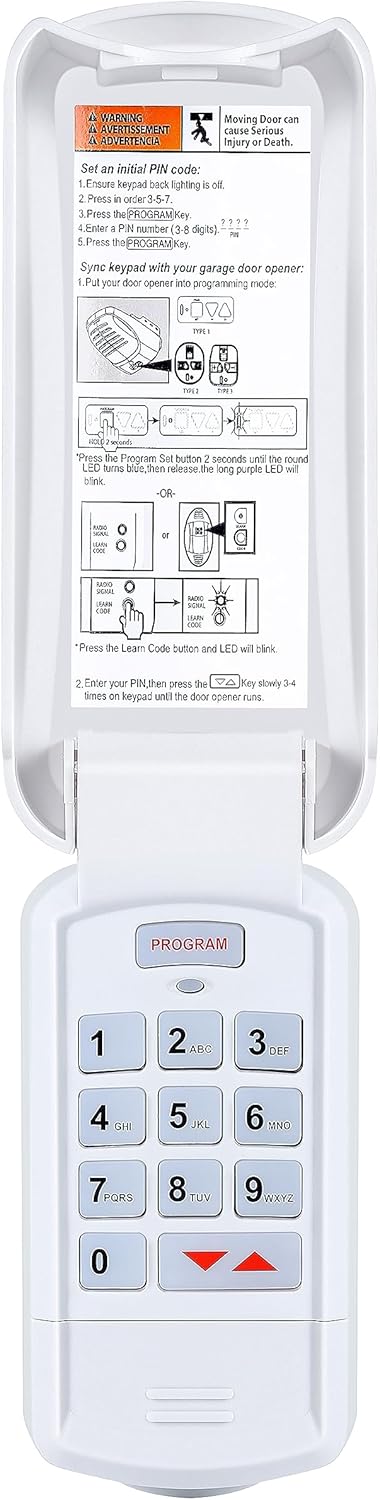 ASONPAO GK-R IntelliCodeCodeDodger Teclado inalámbrico 315390 Mhz Auto-Seek Frecuencias Dual de Genie Abridor de puerta de garaje (1 paquete)