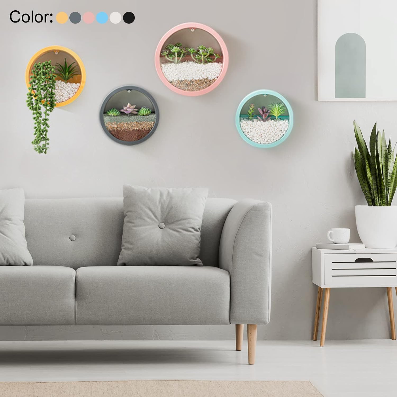 PATIKIL Maceta de pared de 11 pulgadas, maceta colgante redonda para decoración de suculentas, hierbas, plantas de aire, color negro