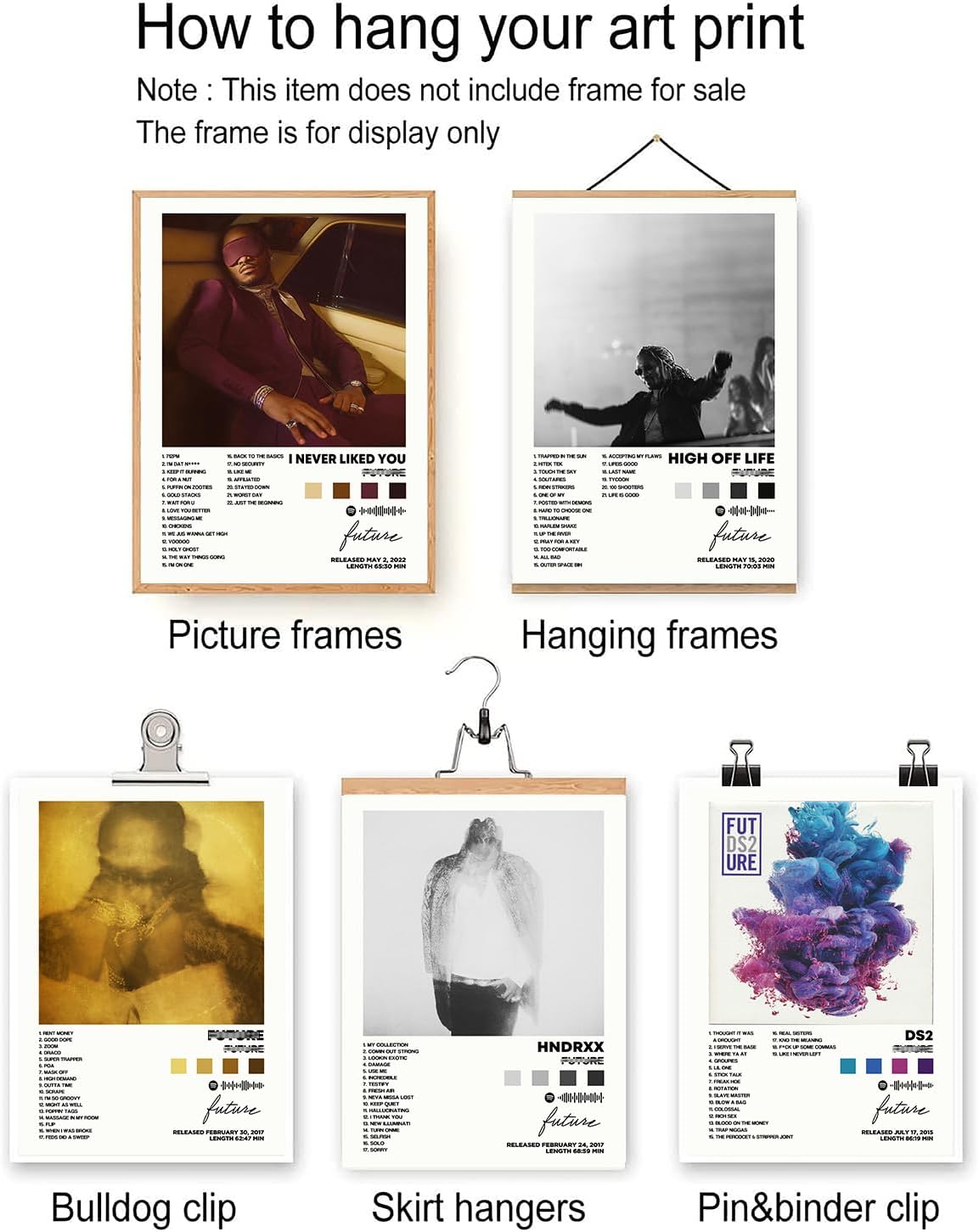 DIDIDO Future – Póster de música de rapero firmado limitado, para decoración de habitación, juego de 6 para decoración de dormitorio de adolescentes