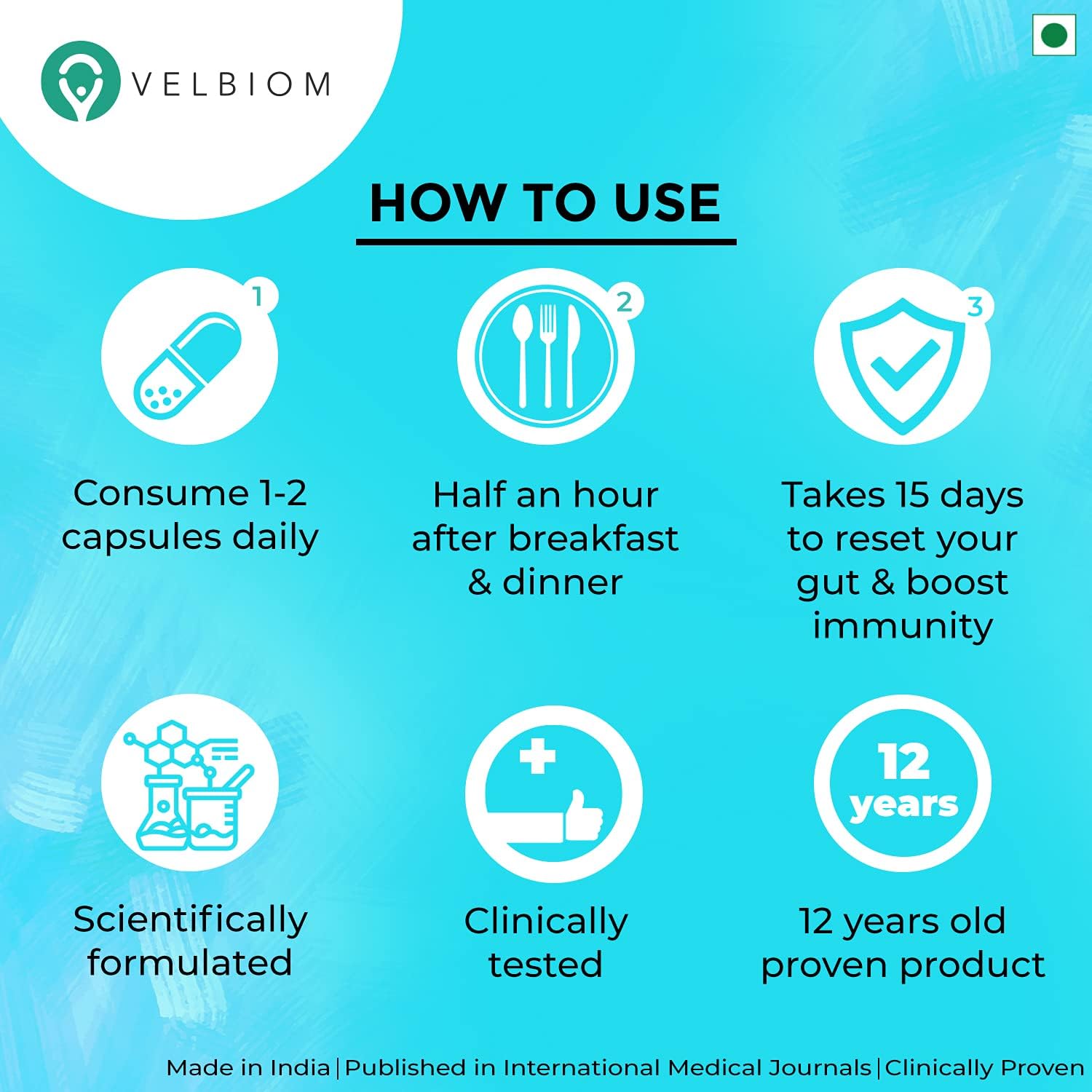 VELBIOM Lactogut Probiotics Suplemento para la inmunidad y la salud digestiva, la salud intestinal multicepa y fórmula preprobiótica específica del