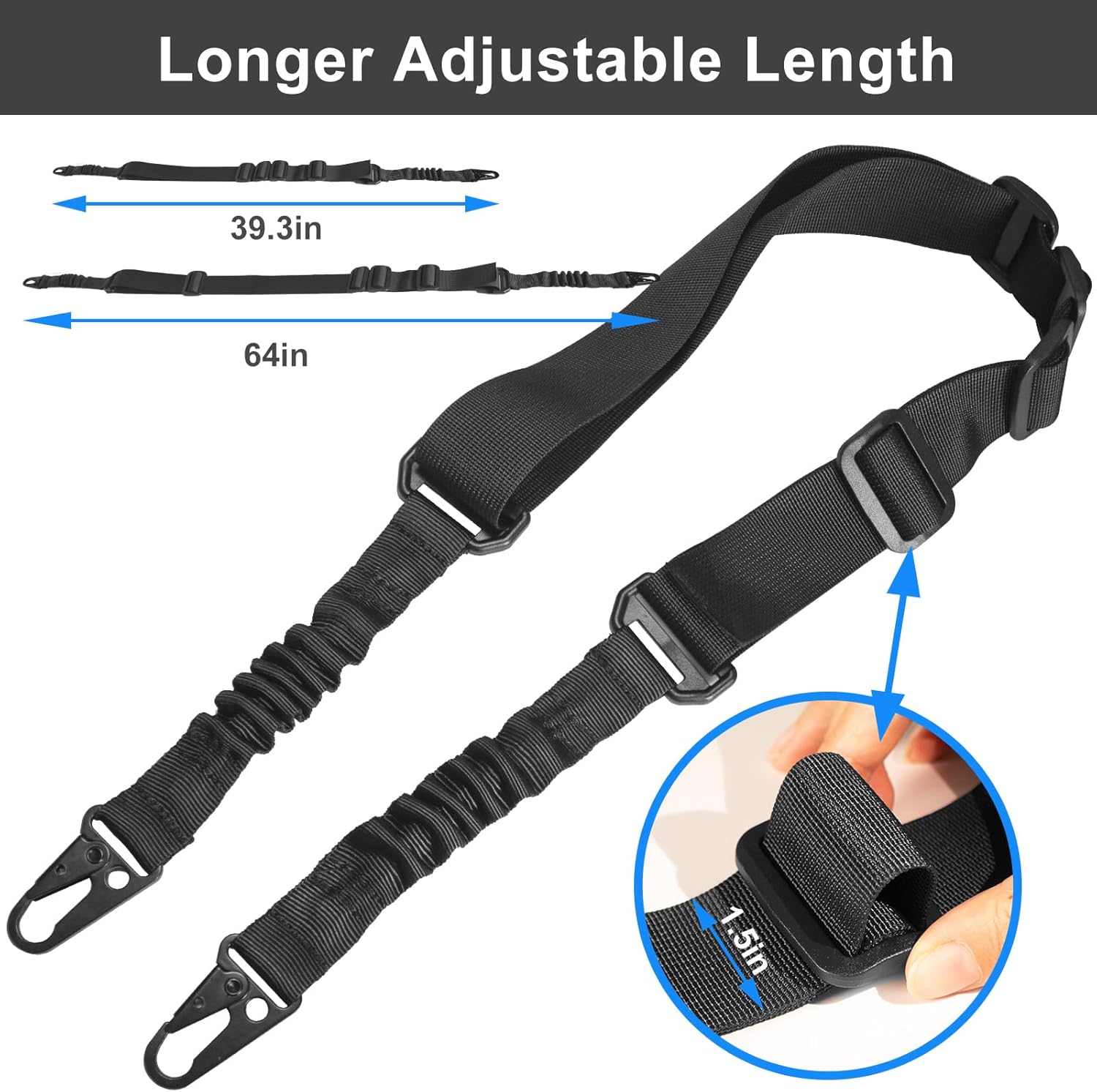 Rifle Sling, 2 Point Sling with 6.5mm Soft Neoprene Pad,Newly Improved knob Snaps,Rifle Sling with Swivels(Hold up 300lb),Non-Slip Rifle Strap