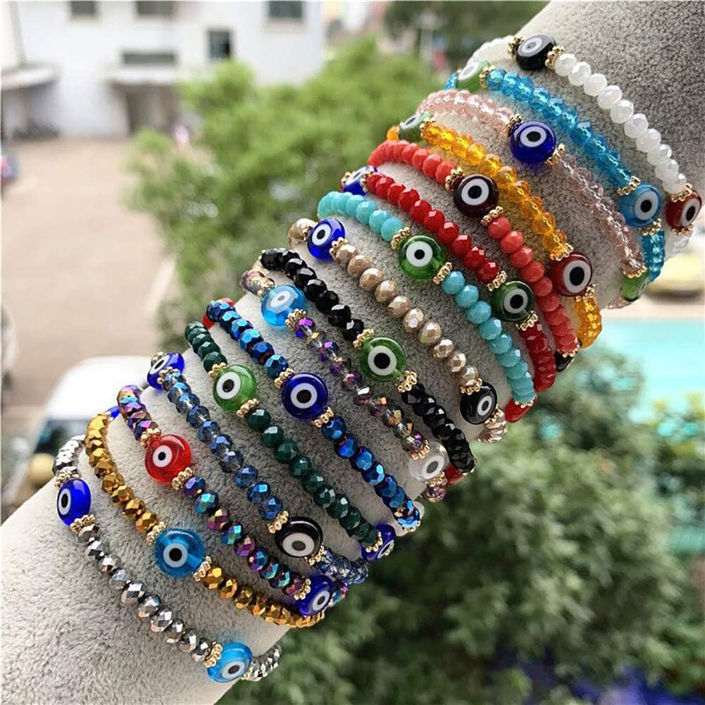 113 cuentas coloridas de ojo malvado de 0.236 y 0.315 pulgadas, cuentas de cristal espaciadoras turcas para pulseras, collares, joyería