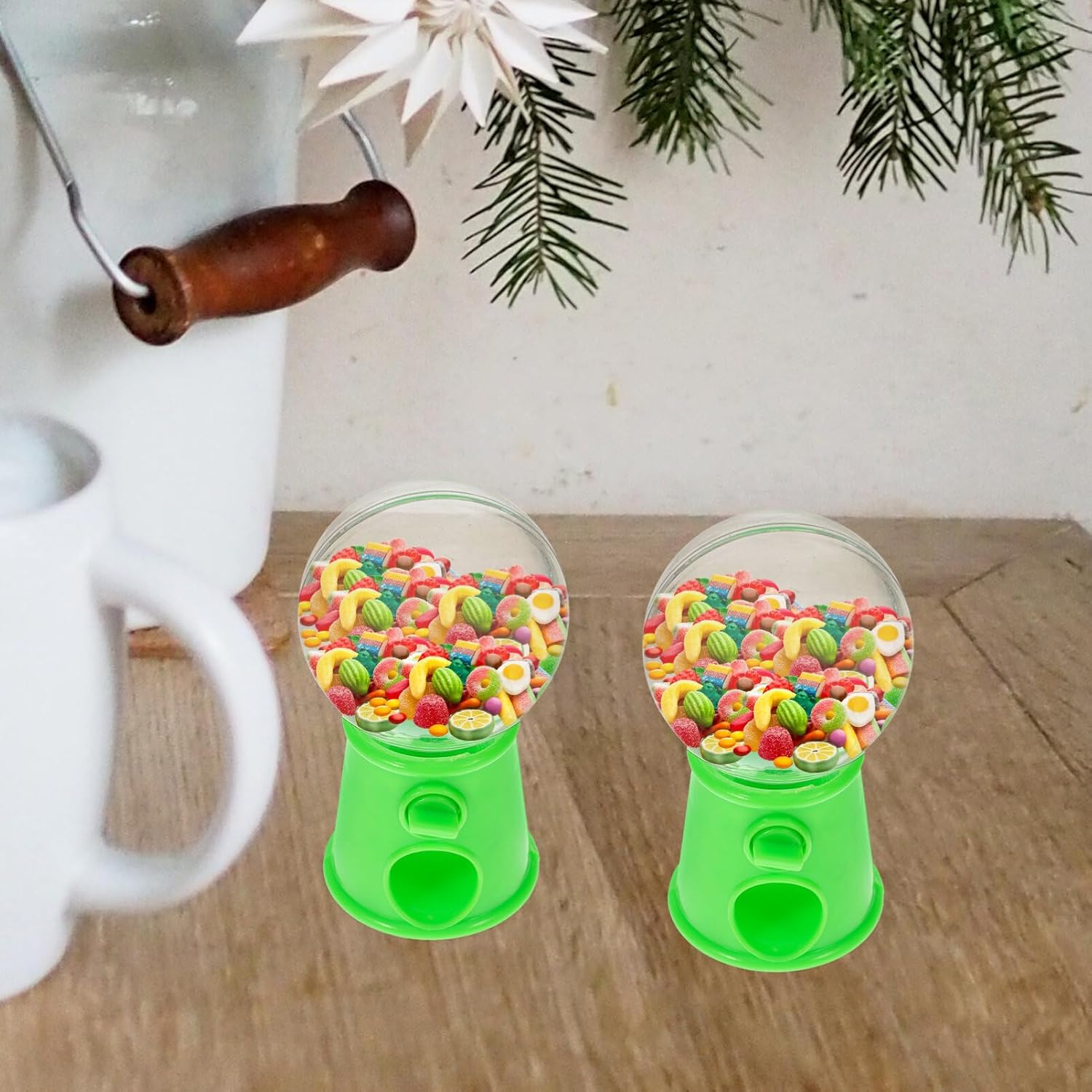 STOBOK Máquina de dulces, 12 unidades divertidas y giratorias, caja de plástico para dulces, dispensador de caramelos, mini máquina de chicles para