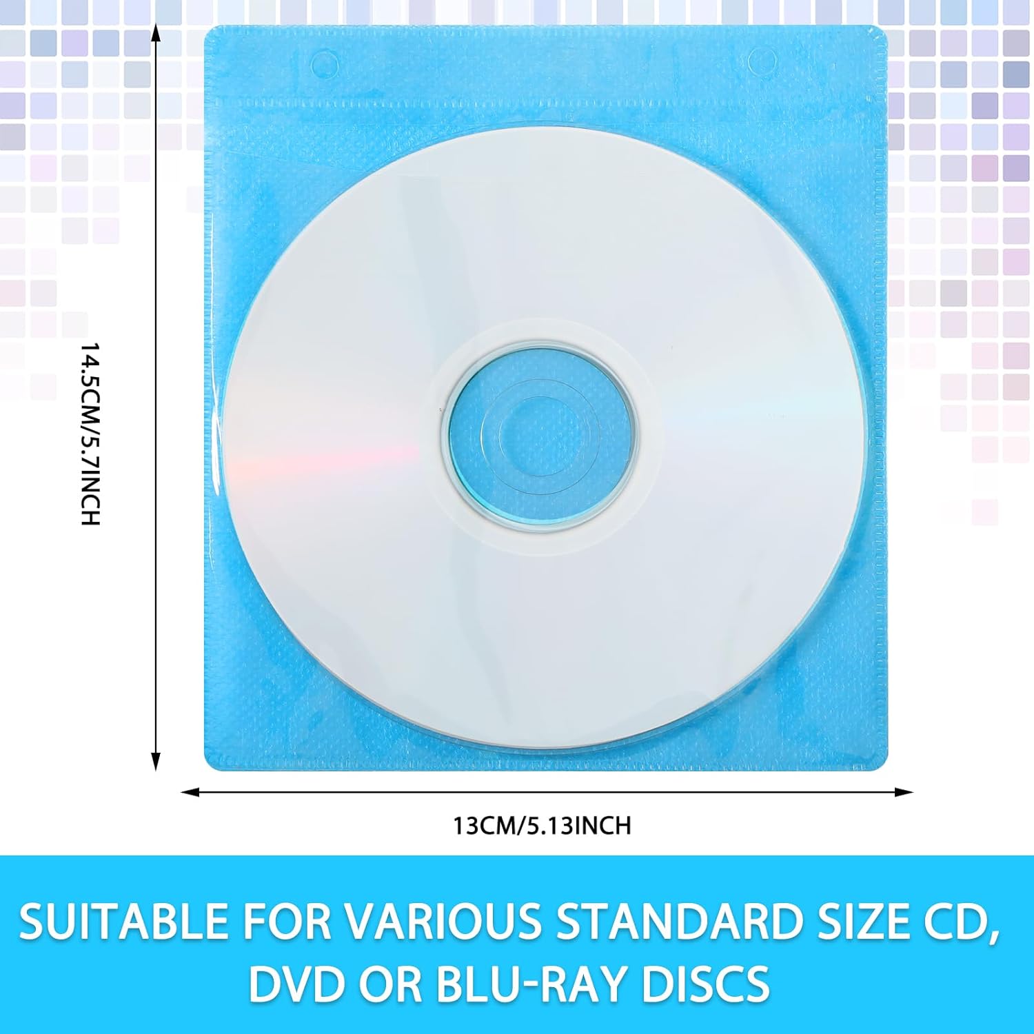 Harloon 200 fundas de disco de plástico de doble cara para carpetas de almacenamiento en blanco, soporte de disco para reemplazo de protección (azul)