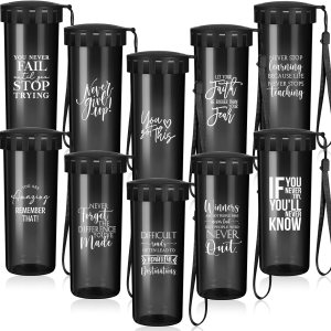 Tioncy 10 tazas inspiradoras de agradecimiento, regalos de agradecimiento al personal, botellas de agua motivacionales a granel con correa de tapa, Tioncy 10 tazas inspiradoras de agradecimiento, regalos de agradecimiento al personal, botellas de agua motivacionales a granel con correa de tapa,