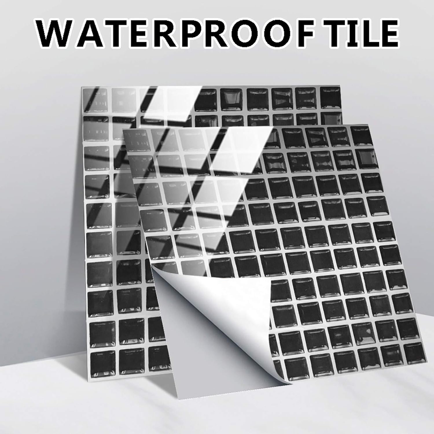 Azulejo adhesivo de 10 hojas para cocina, protector contra salpicaduras para cocina y baño, azulejos de pared 3D autoadhesivos para bordes de