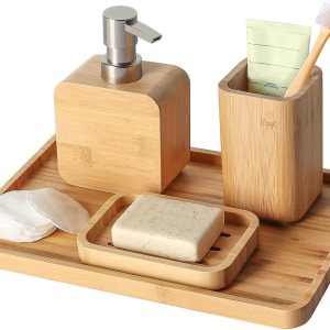 Juego retro de 4 piezas hecho a mano para fregadero y baño, juego retro, natural, soporte para jabonera para ducha, dispensador de jabón de loción, Juego retro de 4 piezas hecho a mano para fregadero y baño, juego retro, natural, soporte para jabonera para ducha, dispensador de jabón de loción,