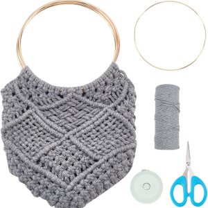 WEBEEDY Kit de macramé para principiantes, con asas de aleación, hecho a mano, bolsa de macramé, para mujeres adultas, incluye instrucciones en WEBEEDY Kit de macramé para principiantes, con asas de aleación, hecho a mano, bolsa de macramé, para mujeres adultas, incluye instrucciones en