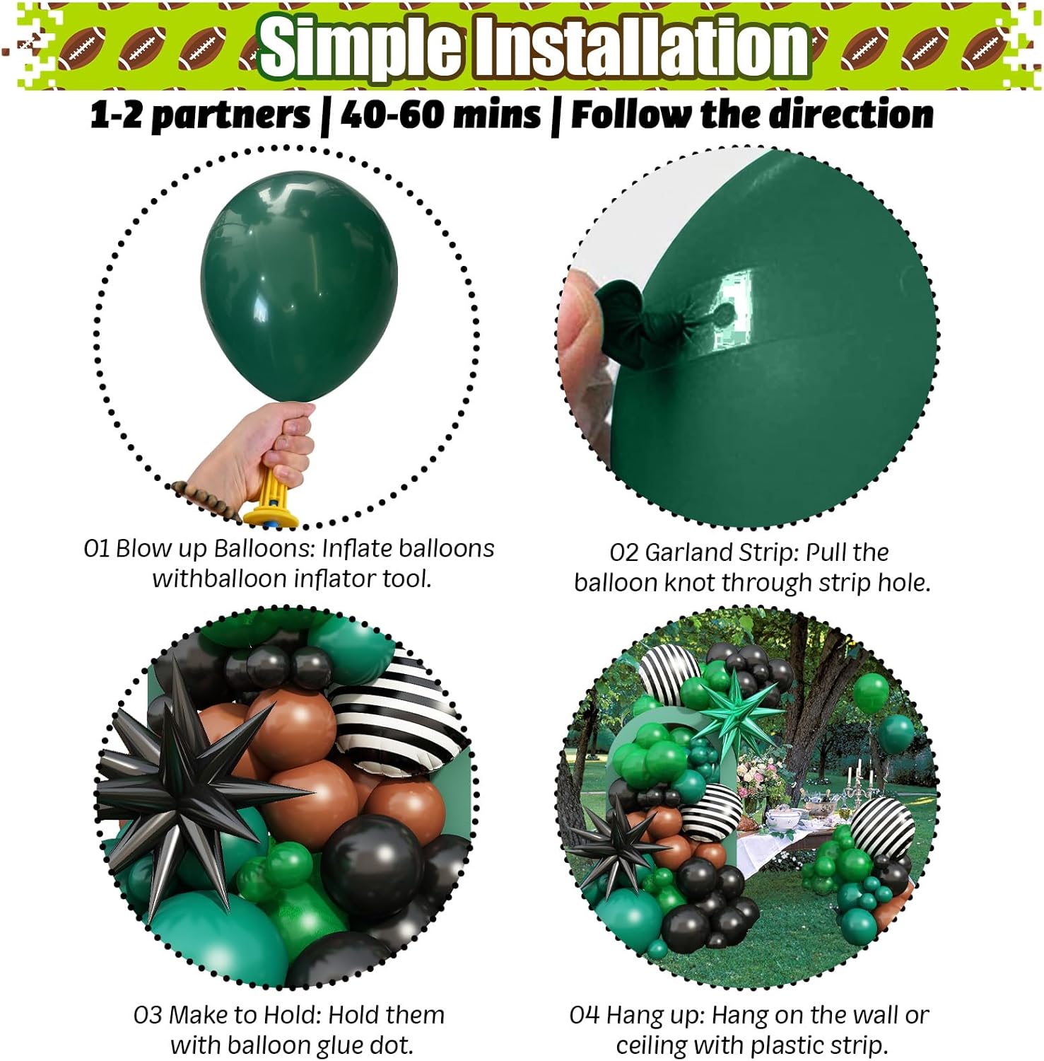 Kit de arco de globos verde y negro