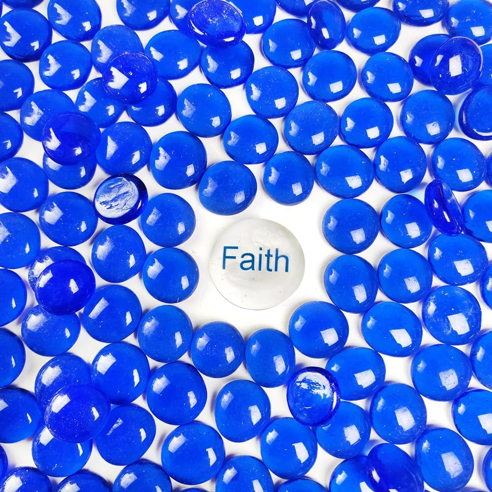 5 LB Dark Blue Glass Gems Flat Glass Marbles with One Piece Inspirational Gemstones for Vase Fillers,Floral Aquarium Pebbles Rocks,Garden,Mosaics