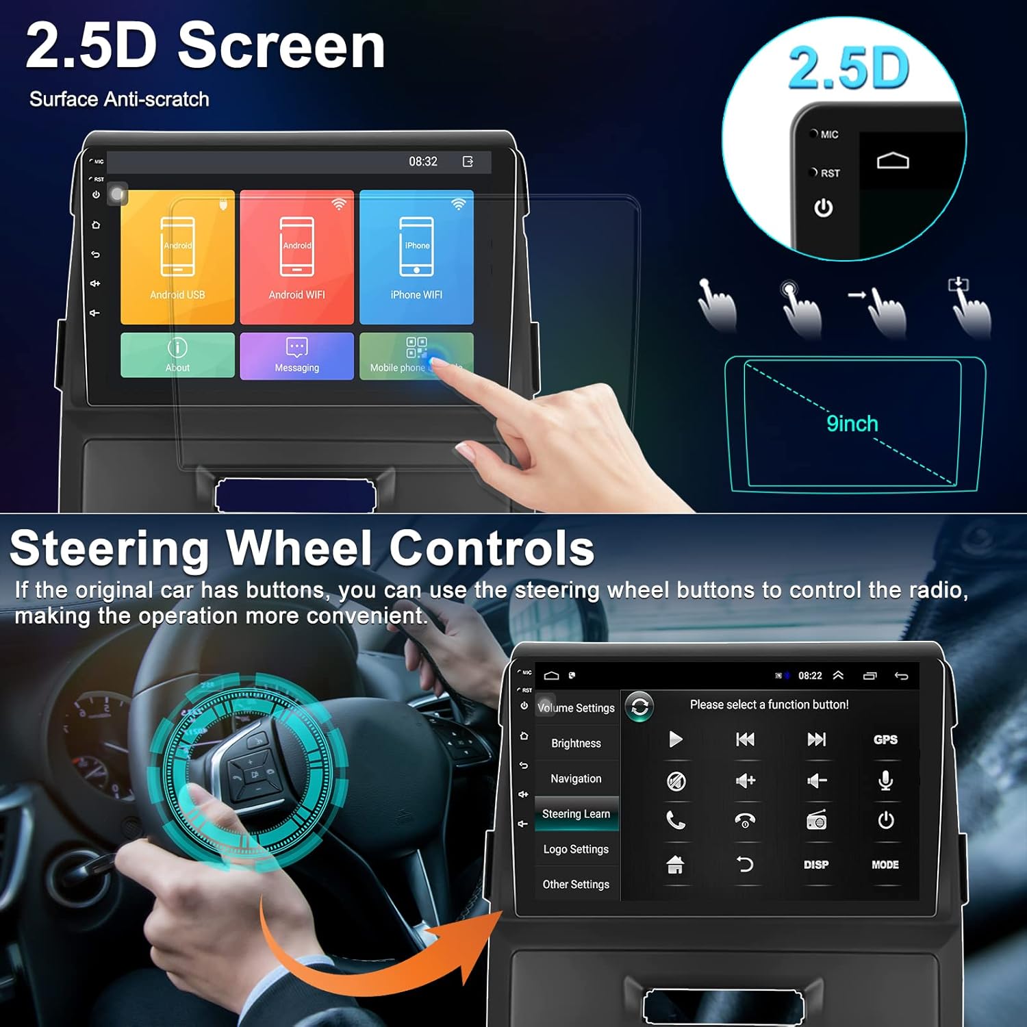 Android 13 Radio estéreo para coche para Ford F150 F-150 2009 2010 2011 2012, pantalla táctil de 9 pulgadas Bluetooth con enlace de espejo Navi GPS