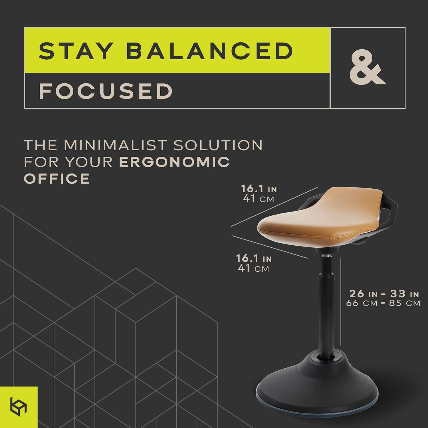 bonVIVO Silla de escritorio de pie  Silla ergonómica para escritorios de oficina altos con soporte trasero y asas para postura y equilibrio