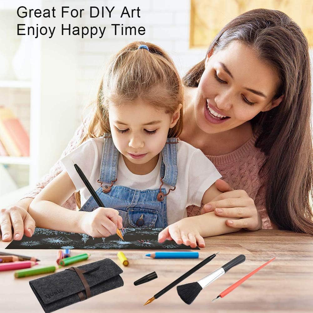 Herramientas para rascar, lápiz de color para rascar, doble punta para colorear para arañazos, juego de arte de papel para adultos y niños, pintura