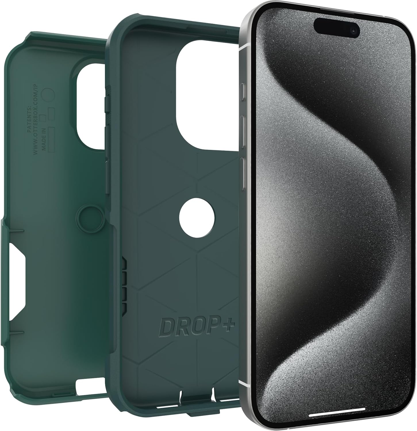 OtterBox Funda para iPhone 15 Pro (solamente) Commuter Series obtén tus verdes, delgada y resistente, apta para el bolsillo, con protección de puerto