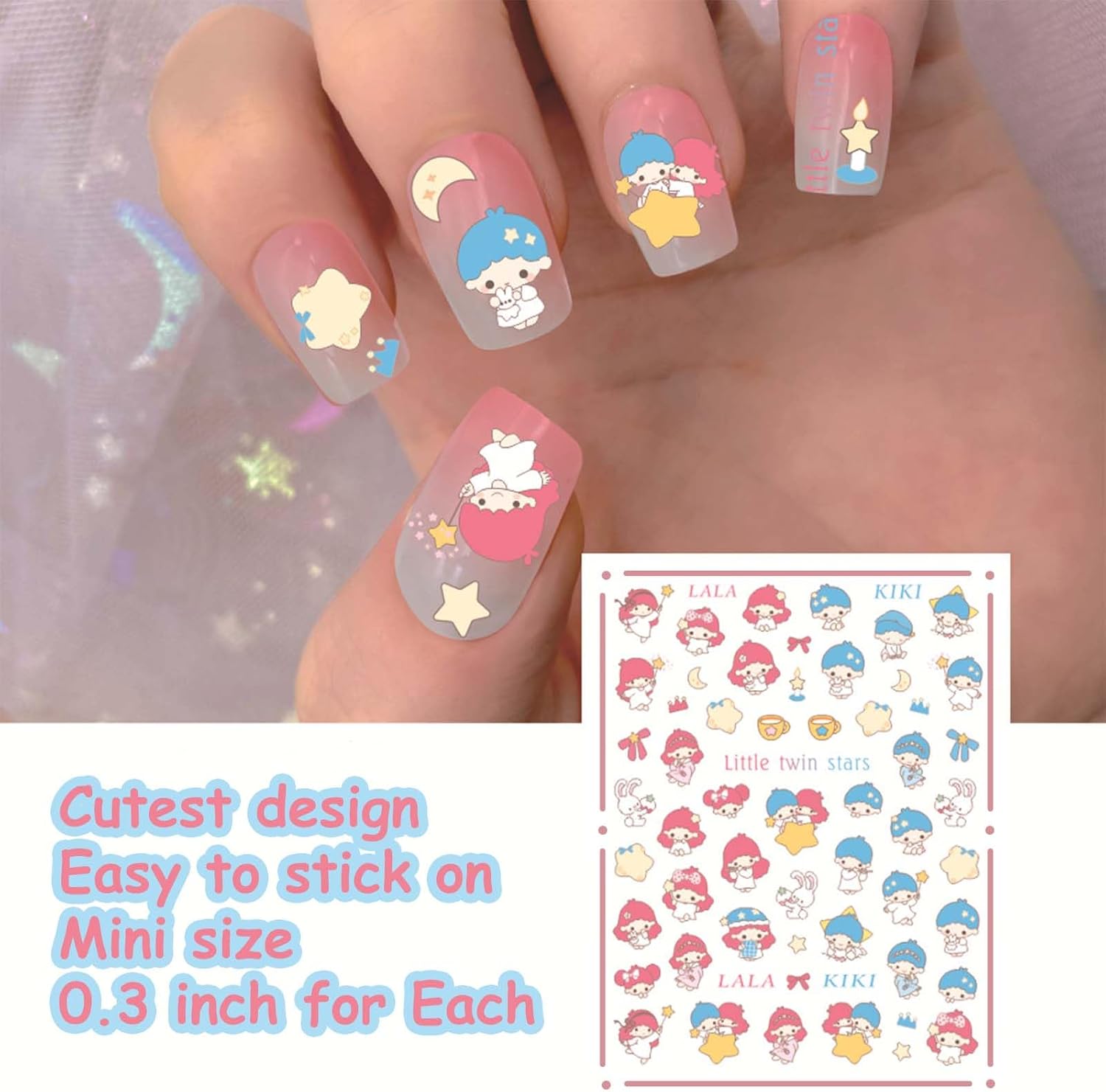 6 calcomanías pequeñas 3D para arte de uñas, accesorios Kawaii, pequeñas calcomanías de uñas lindas para niñas y mujeres, suministros de uñas rosas,