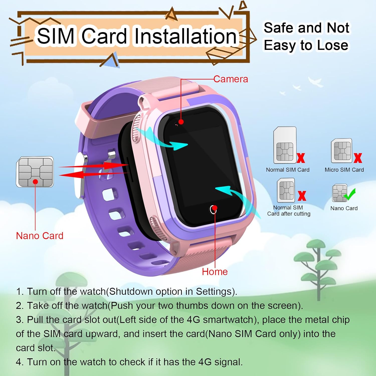 Wonlex Reloj inteligente para niños con tarjeta SIM, rastreador GPS 4G para niños, compatible con línea de Whatsapp, llamadas en tiempo real,
