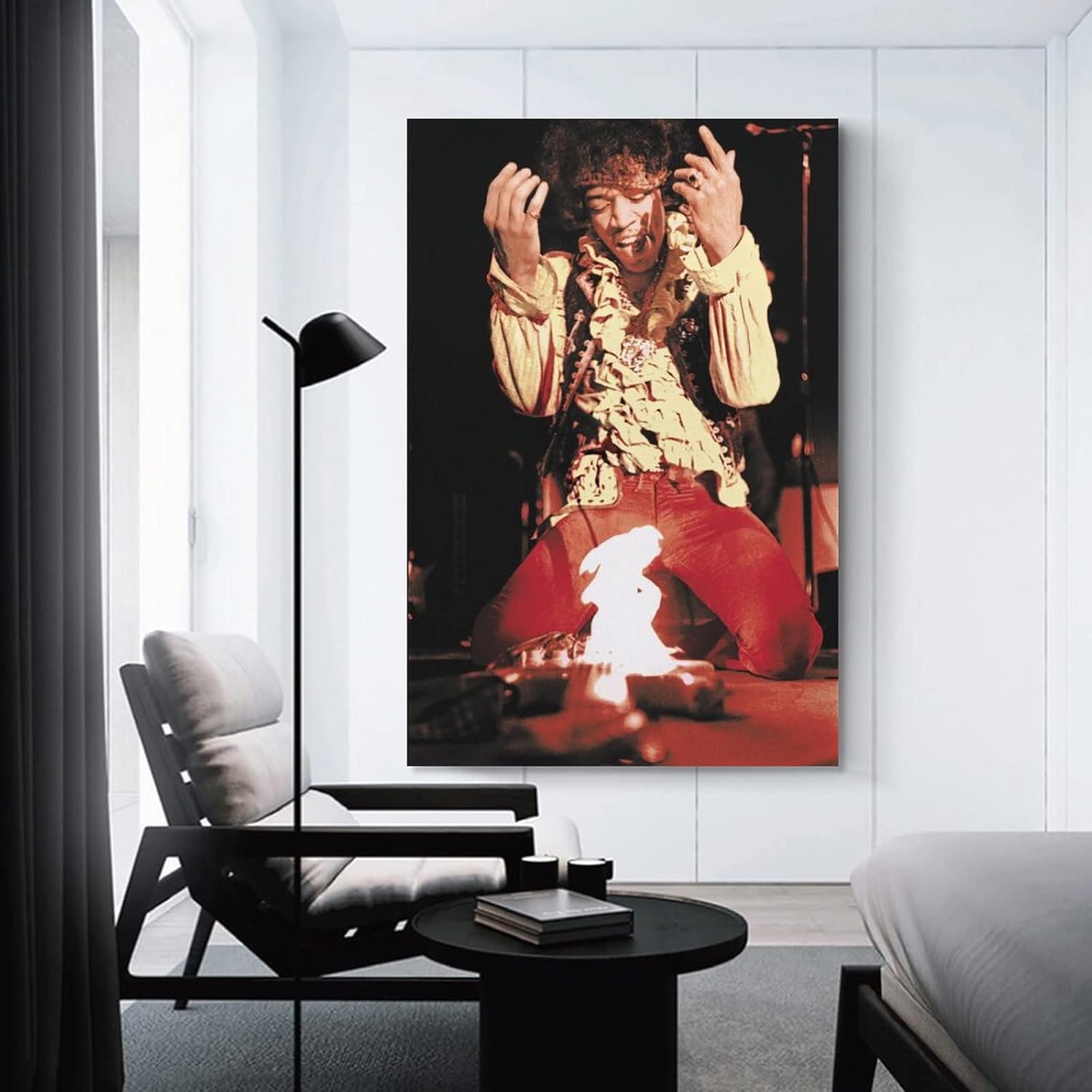 Jimis – Póster fotográfico de guitarra ardiente Hendrix para decoración de pared, decoración de habitación, decoración de dormitorio, regalos