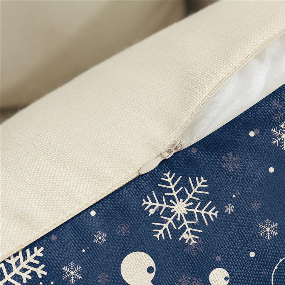 KISVODS Juego de 4 fundas de almohada navideñas de 18 x 18 pulgadas, decoraciones navideñas, fundas de almohada navideñas de lino rústico para sofá,