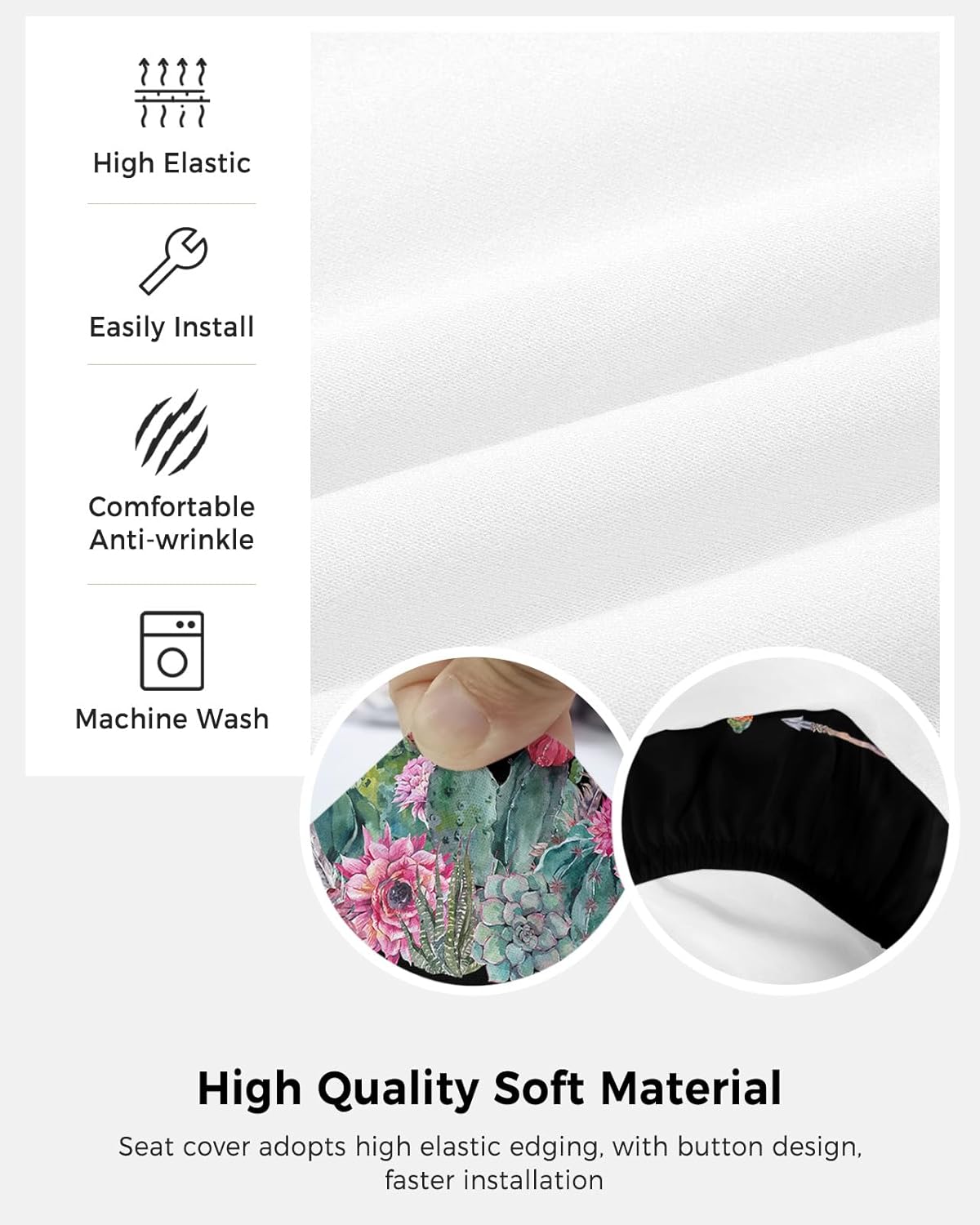 Funda para silla de oficina, diseño de flechas de cactus tropical, color negro, funda protectora y elástica para silla de escritorio, silla de