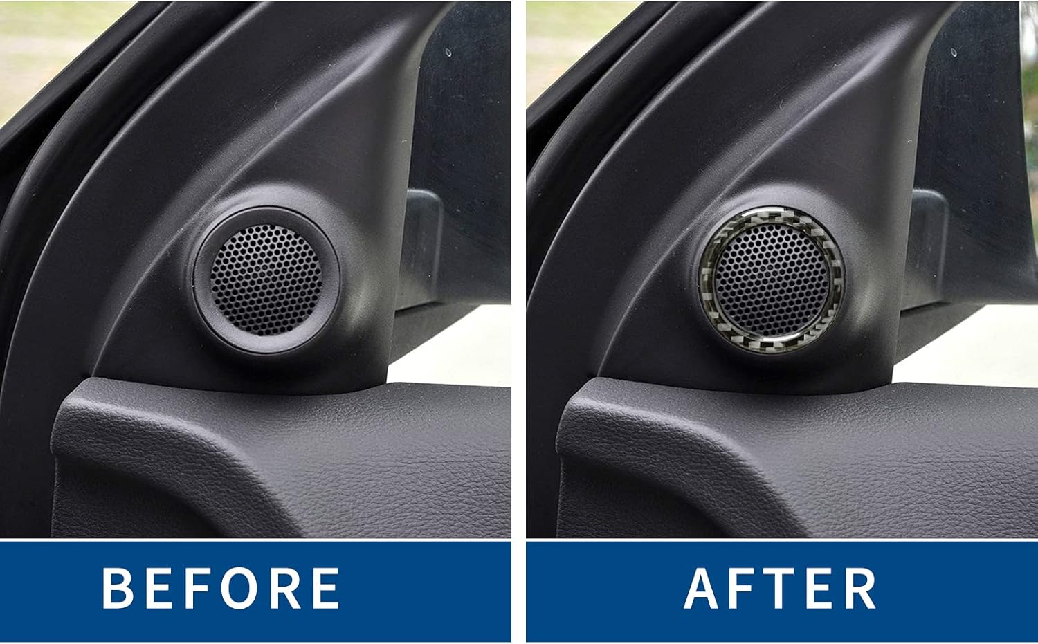 SUNBREATH Anillos de altavoz de audio de fibra de carbono real para puerta de automóvil, accesorios interiores, decoración compatible con Jeep Grand