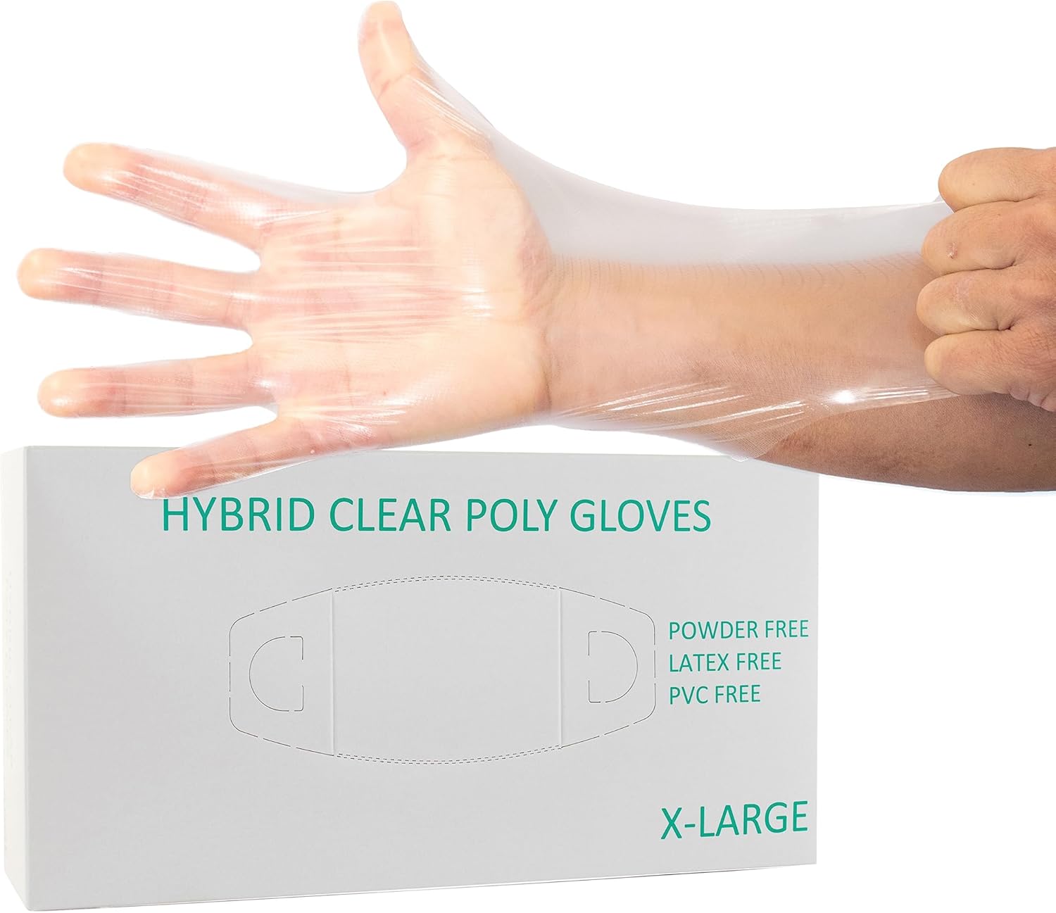 AVAIL Disposable Hybrid Poly Gloves – Latex FreePowder FreePVC Free, Clear Disposable Gloves, Textured for Extra Grip