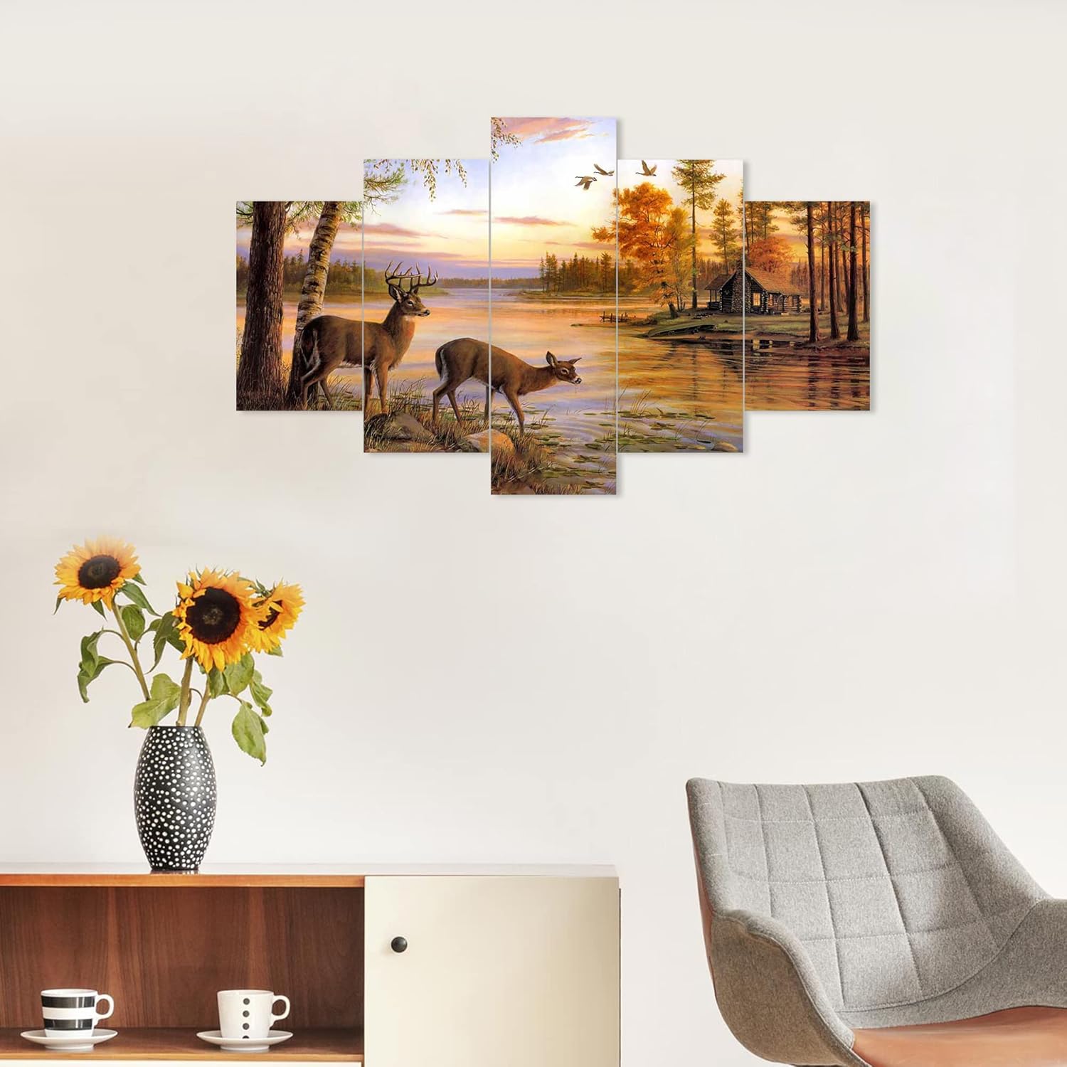 YK CRAFT Set of Five Framed Painting for Wall Decoration, 3D Paintings for Home Decoration, Paintings for Living Room (75 X 43 CM) Q8