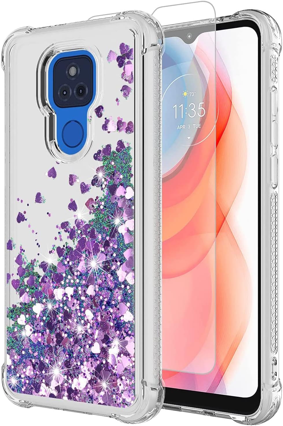 Funda compatible con Moto G Play, con protector de pantalla HD, a prueba de golpes, transparente, para niñas y mujeres, carcasa rígida de TPU para