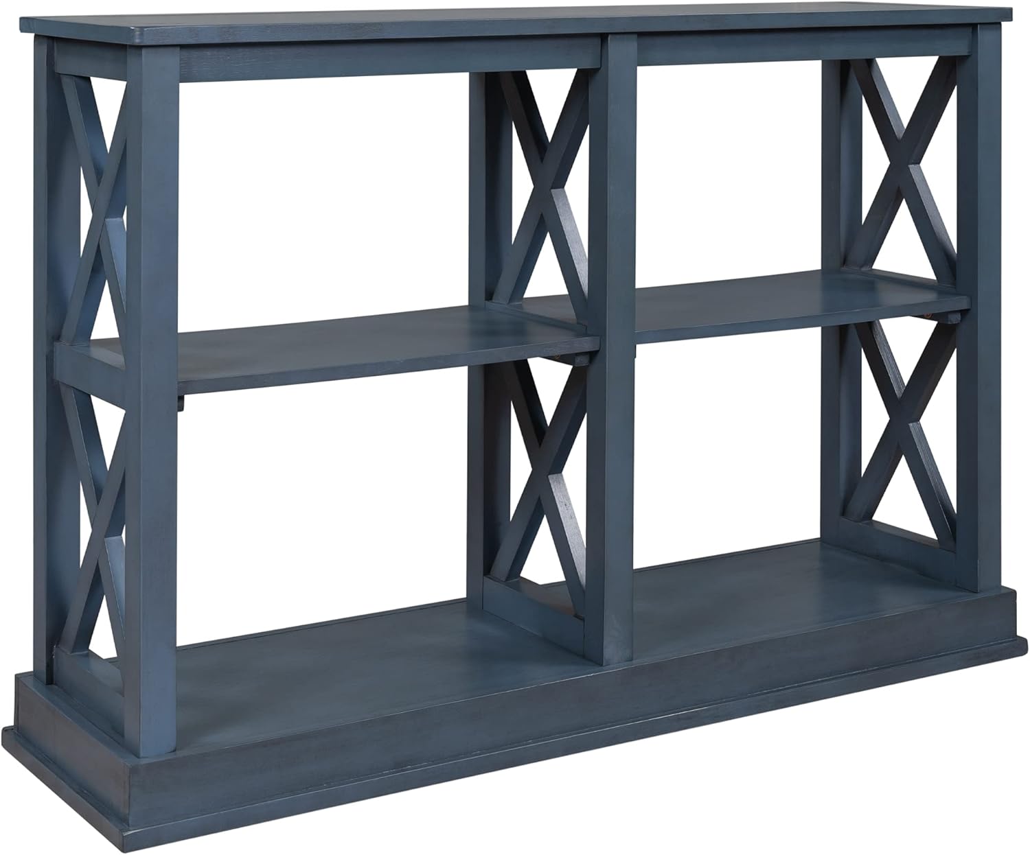LUMISOL Mesa de sofá estrecha con 3 niveles de almacenamiento para entrada, mesa de vestíbulo en forma de X, mesa de pasillo, mesa de sofá larga y
