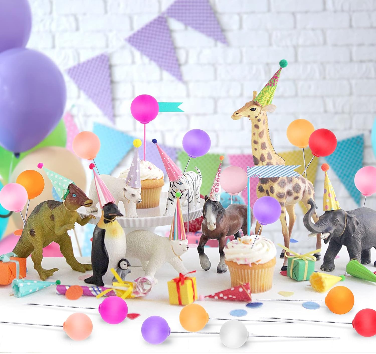 Newmemo Decoración de globos para tartas, 30 piezas de mini globos coloridos para pasteles, decoración de globos, decoración de tartas y cupcakes,