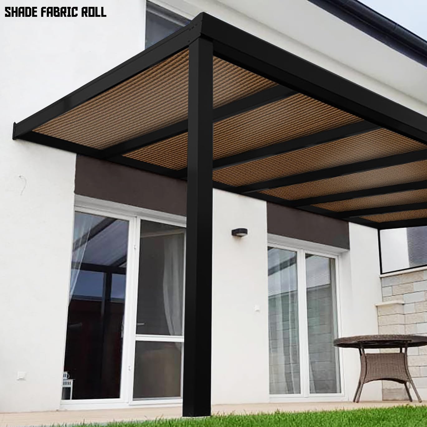 TANG Sunshades Depot – Rollo de tela de protección solar marrón de 8 x 20 pies, 95 % U* V, pantalla de privacidad, pantalla de privacidad, tela de