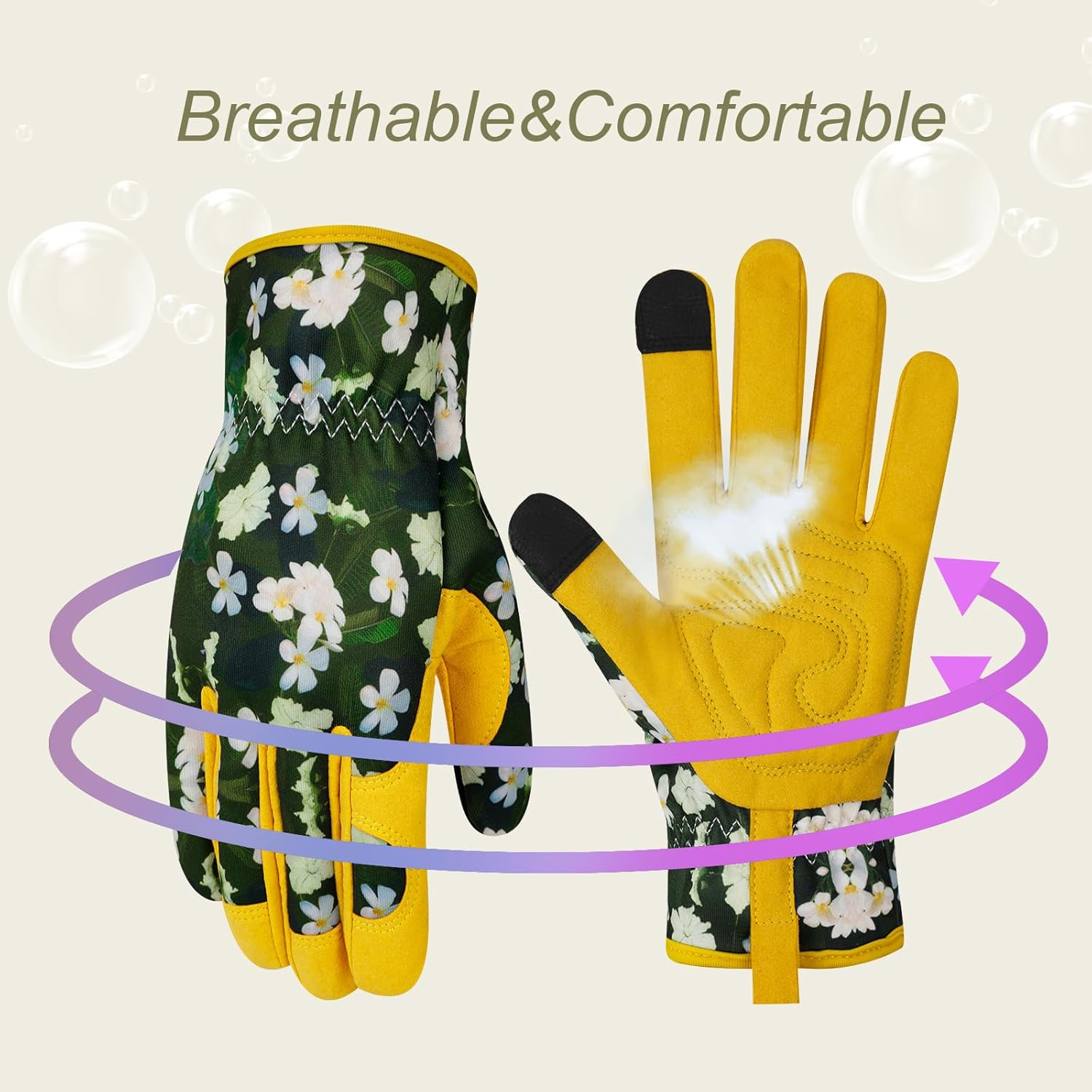 Guantes de jardinería de cuero para mujer, guantes de jardín a prueba de espinas, guantes de trabajo para pantalla táctil, regalos